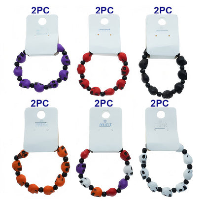 Halloween Skull Bead Bracelet