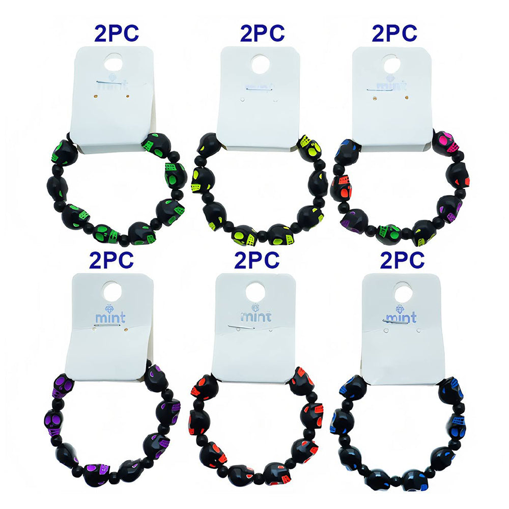 Halloween Black Skull Bead Bracelet