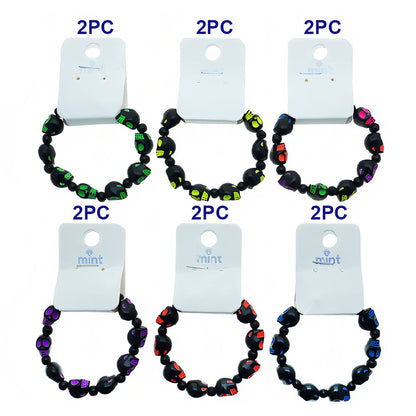 Halloween Black Skull Bead Bracelet