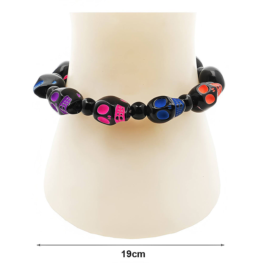 Halloween Black Skull Bead Bracelet