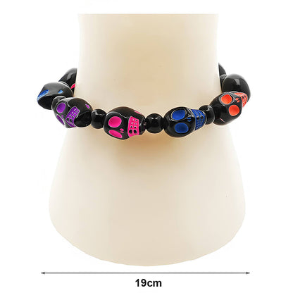 Halloween Black Skull Bead Bracelet