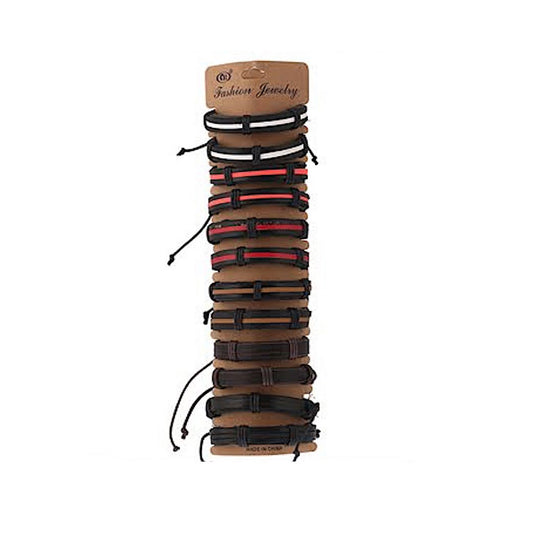 JAB22366 - Assorted Adjustable Leather Bracelet