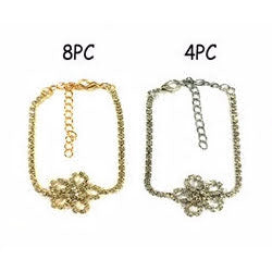 JAB25658 - Rhinestone Flower Bracelet