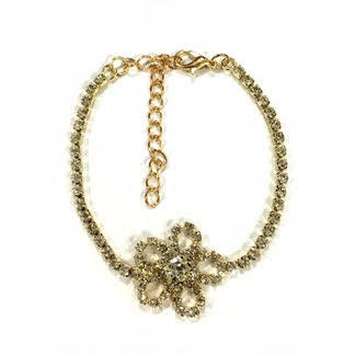 JAB25658 - Rhinestone Flower Bracelet