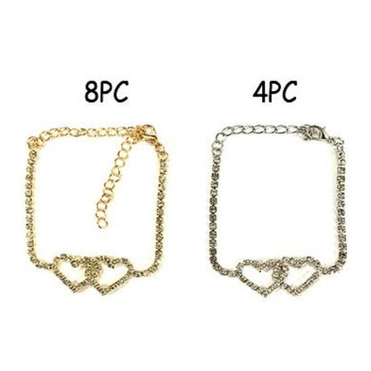 JAB25661 - Rhinestone Double Heart Bracelet