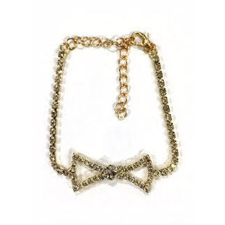 JAB25662 - Rhinestone Bow Bracelet