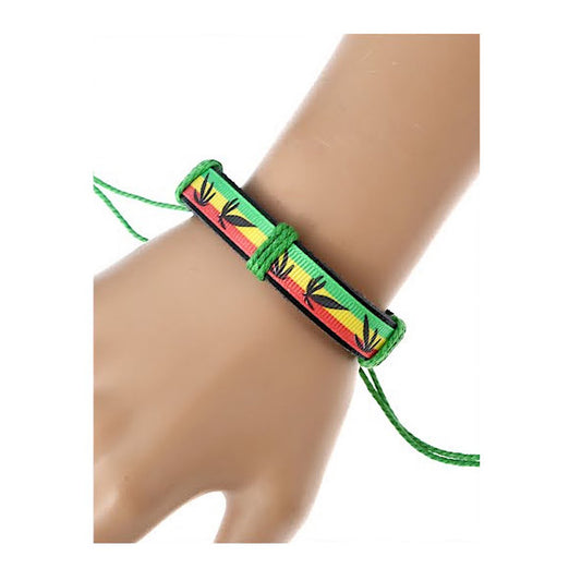 JAB26620 - Marijuana Leaf Adjustable Leather Bracelet