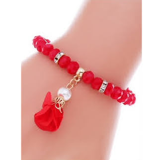JAB35495 - Flower Petal Bead Stretch Bracelet