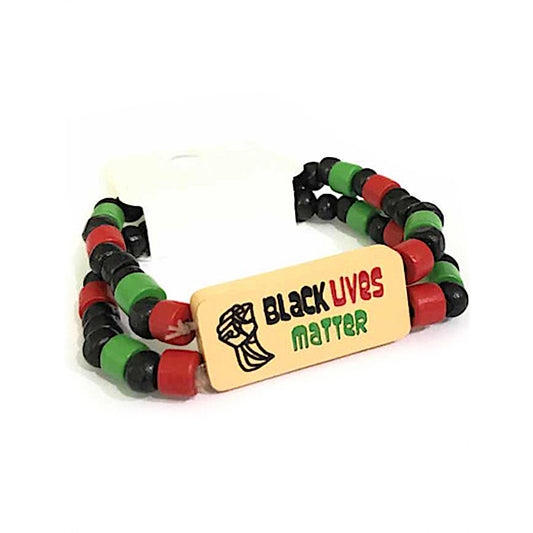 JAB36304 - Black Lives Matter Wood Bead Bracelet