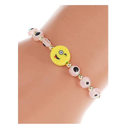 JAB41143 - Smiley Evil Eye Adjustable Thread Bracelet