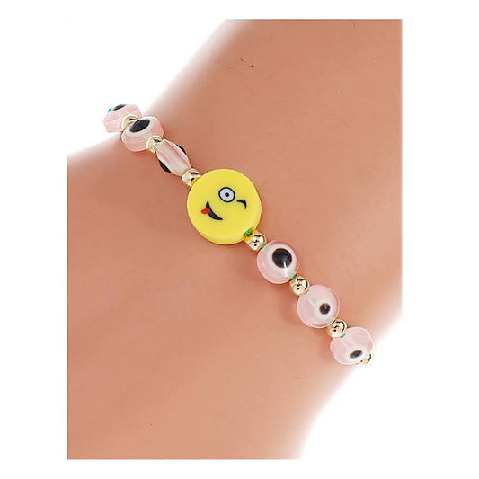 JAB41143 - Smiley Evil Eye Adjustable Thread Bracelet