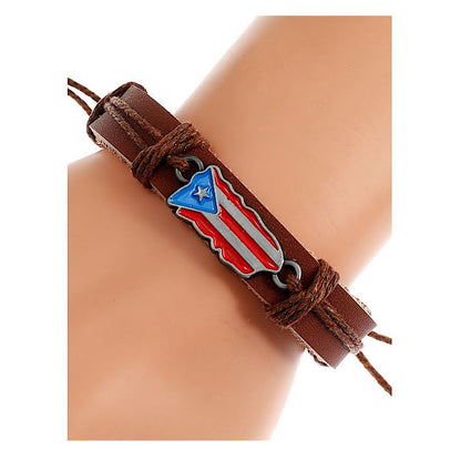 JAB42364 - Puerto Rico Adjustable Leather Bracelet