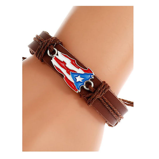 JAB42366 - Puerto Rico Adjustable Leather Bracelet