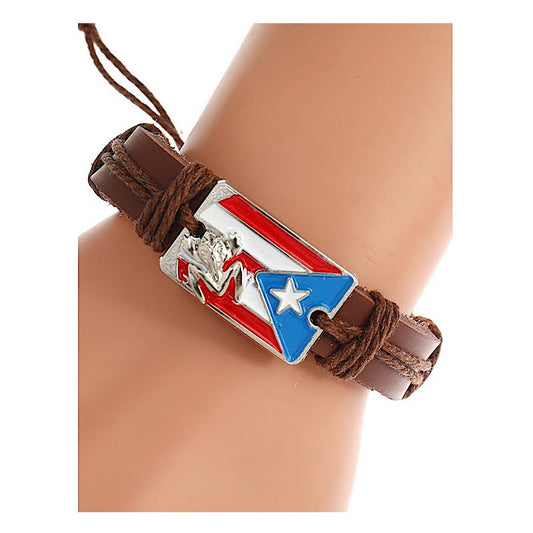 JAB42367 - Puerto Rico Adjustable Leather Bracelet