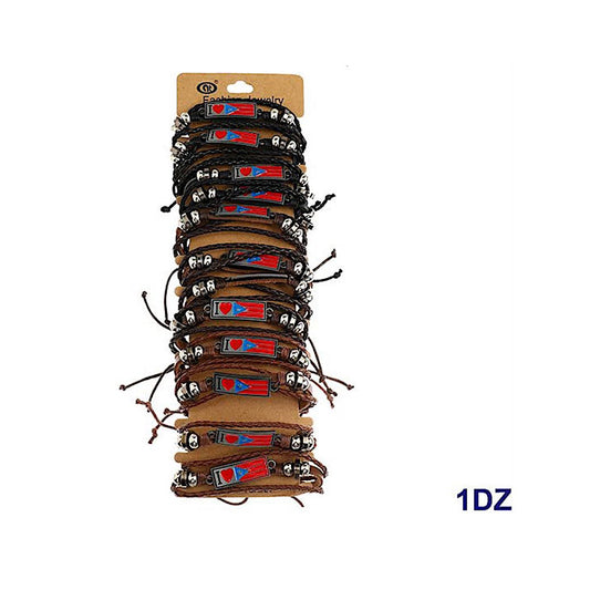 JAB42371 - I Love Puerto Rico Adjustable Leather Bracelet