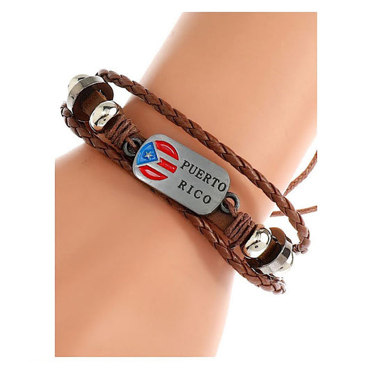 JAB42372 - Puerto Rico Adjustable Leather Bracelet