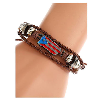 JAB42373 - Puerto Rico Adjustable Leather Bracelet