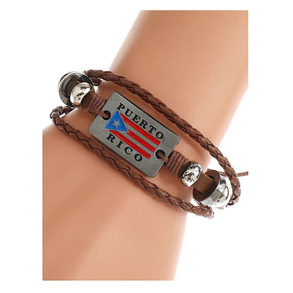 JAB42374 - Puerto Rico Adjustable Leather Bracelet