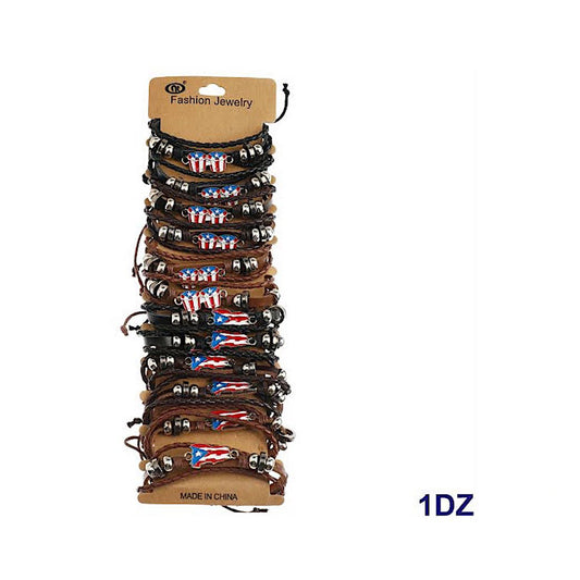 JAB42375 - Puerto Rico Adjustable Leather Bracelet