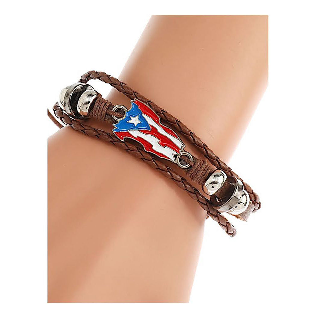 JAB42375 - Puerto Rico Adjustable Leather Bracelet