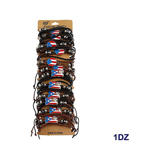 JAB42376 - Puerto Rico Adjustable Leather Bracelet