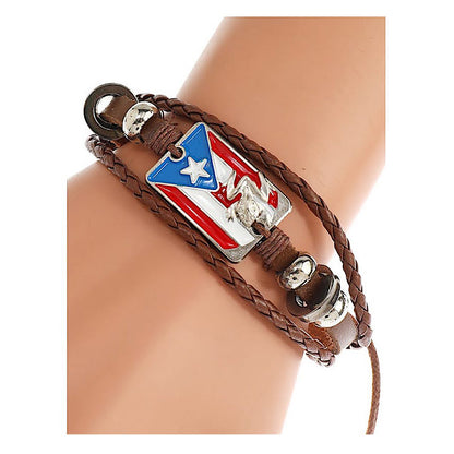 JAB42376 - Puerto Rico Adjustable Leather Bracelet