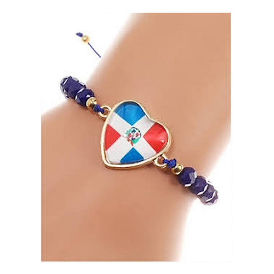 JAB42384 - Dominican Republic Flag Adjustable Thread Bracelet