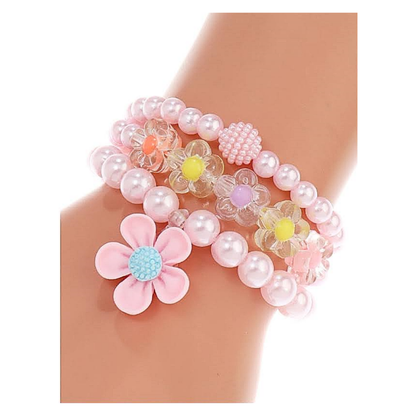 JAB43474 - Flower Bead Stretch Bracelet Set