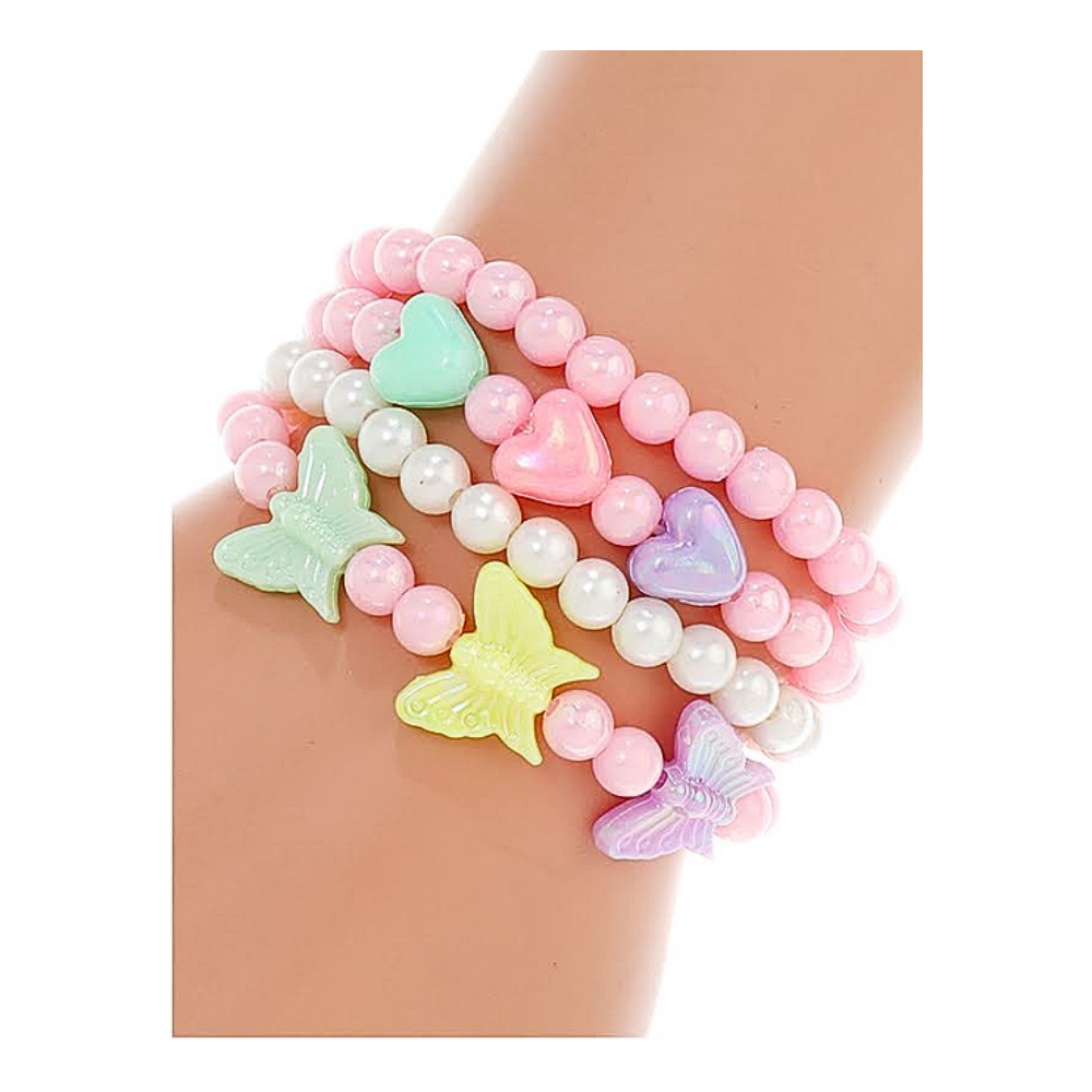 JAB43572 - Butterfly Bead Stretch Bracelet Set