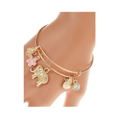 JAB43867 - Elephant Charm Bangle Bracelet