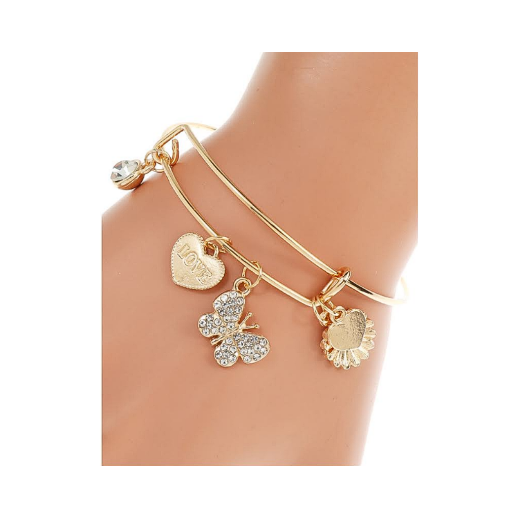 JAB43869 - Butterfly Charm Bangle Bracelet