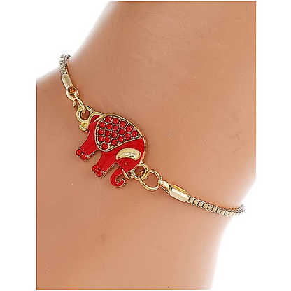 JAB44104 - Rhinestone Elephant Chain Bracelet