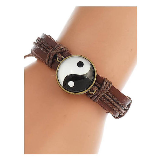 JAB45095 - Yin & Yang Adjustable Leather Bracelet