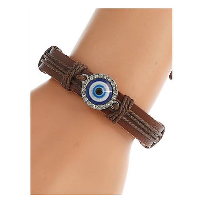 JAB45098 - Evil Eye Adjustable Leather Bracelet