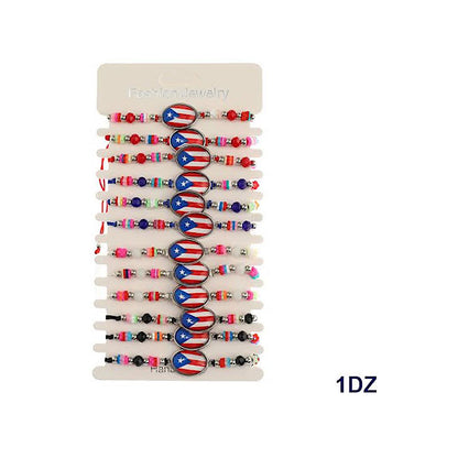 JAB45147 - Puerto Rico Flag Adjustable Thread Bracelet