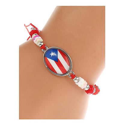 JAB45147 - Puerto Rico Flag Adjustable Thread Bracelet