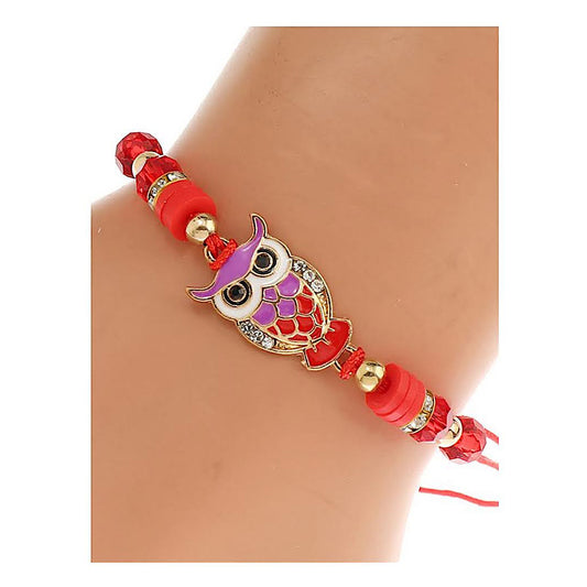 JAB45261 - Enamel Owl Adjustable Thread Bracelet