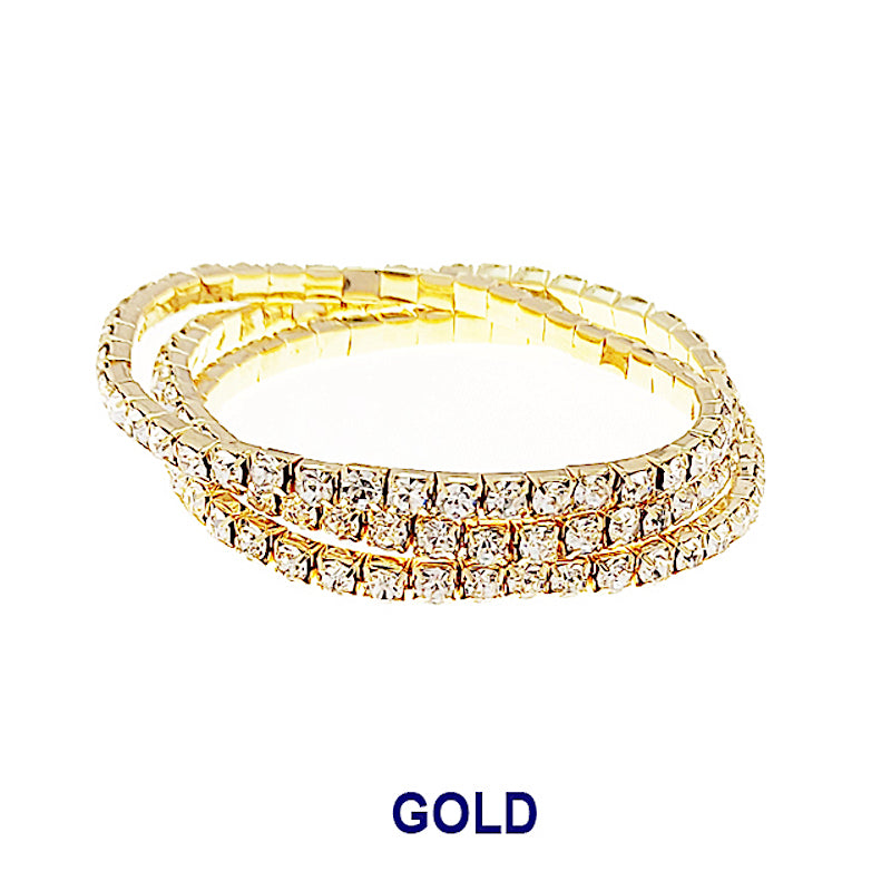 JAB47615G - Gold Rhinestone Stretch Bracelet