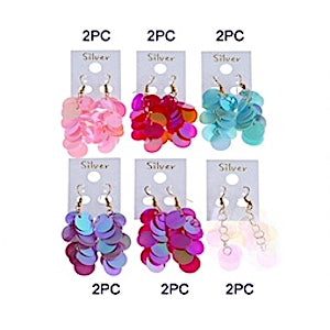 12 PCS Holographic Sequin Cascade Earring