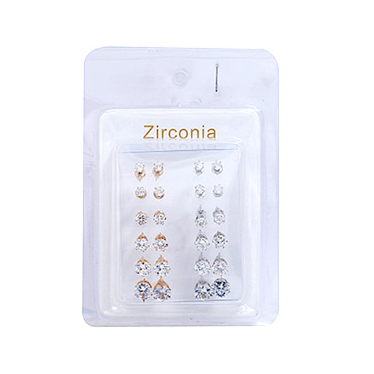 JAE31379 - 12 PCS Cubic Zirconia Stud Earrings