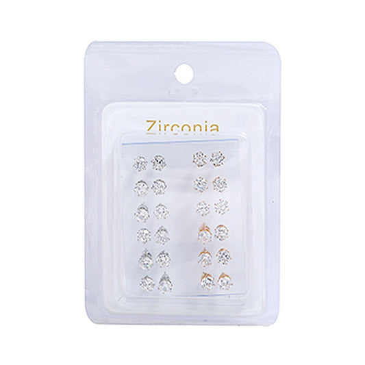 JAE31380 - 12 PCS Cubic Zirconia Stud Earrings