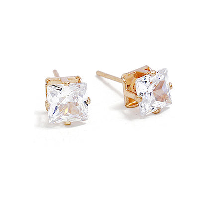 JAE31381 - 12 PCS Cubic Zirconia Square Stud Earrings