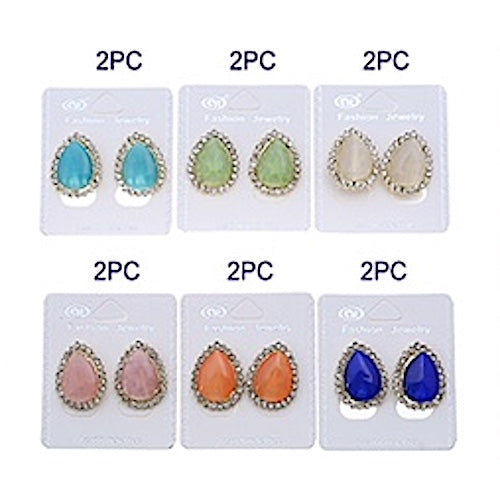 JAE33212 - Cats Eye Teardrop Post Earring