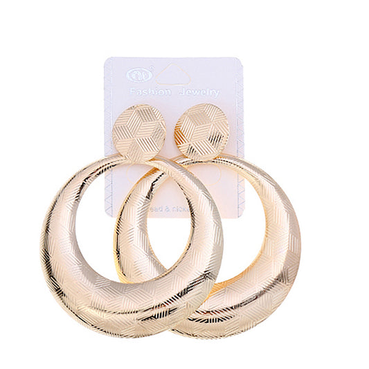 JAE34836 - Etched Gold Disc Earring