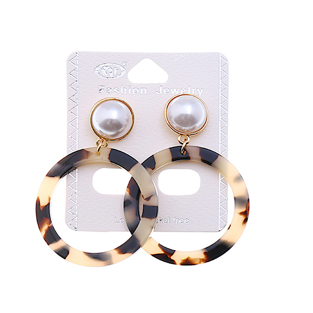 JAE34942-Resin Dangle Black Round Earring