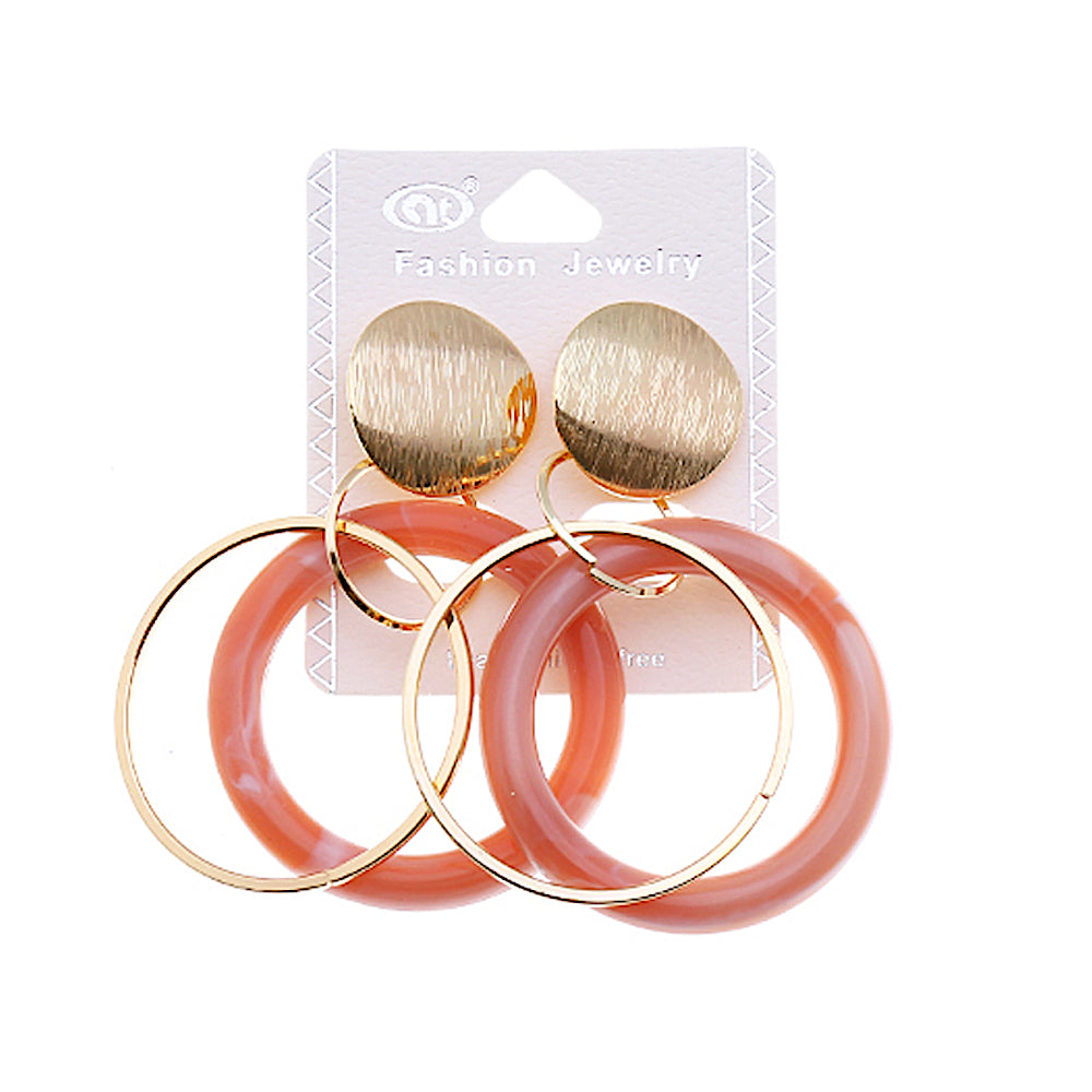 JAE34946-Resin Dangle Orange Round Earring