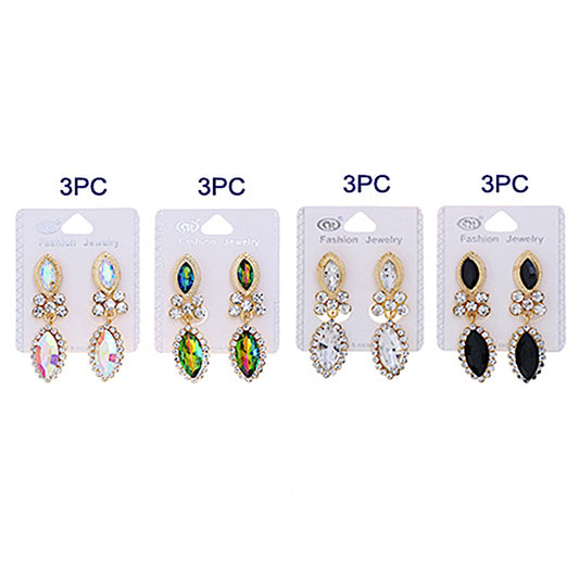 JAE35059-4C - Iridescent Crystal Earrings