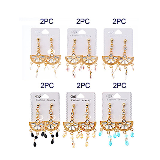 12 PCS Half Moon Crystal Drop Earring