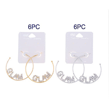 JAE35780 - Rhinestone Glam Word Hoops