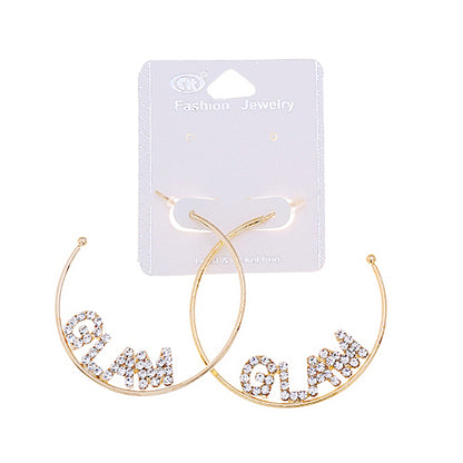 JAE35780 - Rhinestone Glam Word Hoops